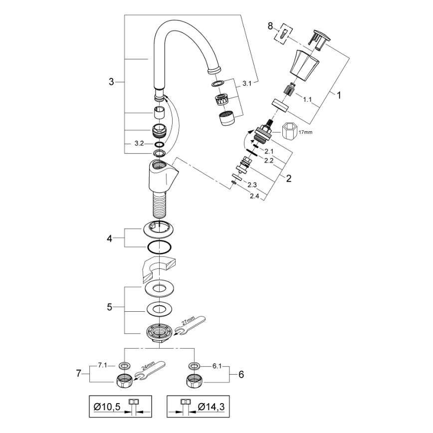GROHE 20393001 - Stående ventil COSTA L DN 15 polerad krom