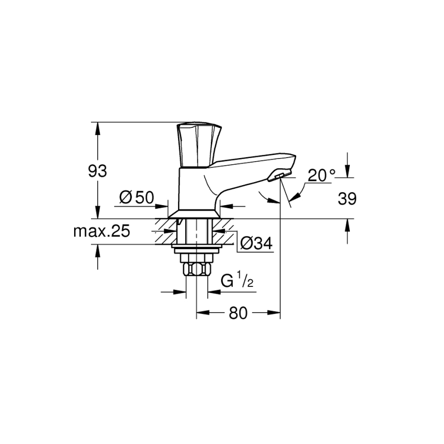 GROHE 20404001 - Stående ventil COSTA L DN 15 polerad krom