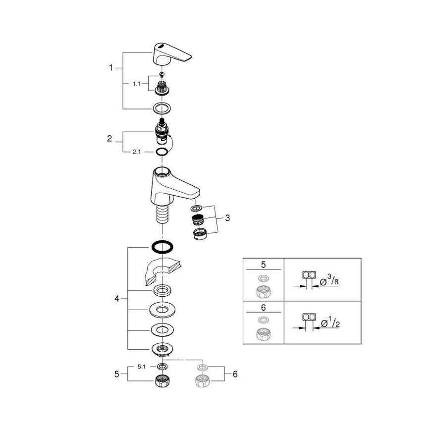 GROHE 20577000 - START FLOW däckmonterad ventil DN 15, polerad krom