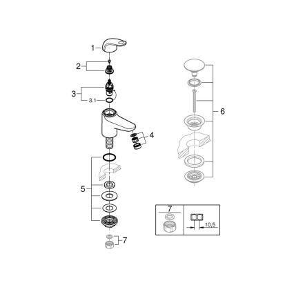 GROHE 20617001 - SWIFT tvättställsblandare, storlek XS, blank krom