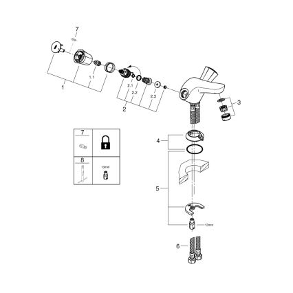 GROHE 21100001 - Tvättställsblandare COSTA L DN 15 blank krom
