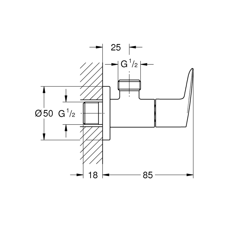 GROHE 22009001 - Vinkelventil DN 15, blank krom