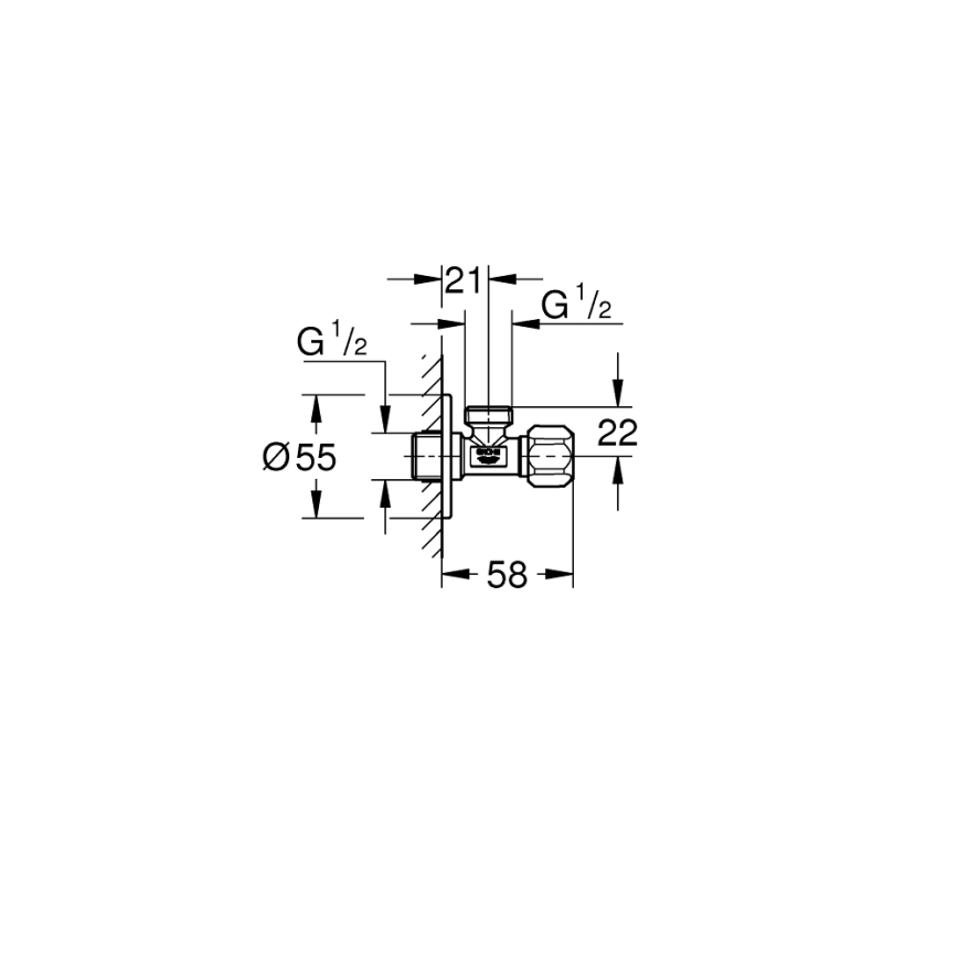 GROHE 22025000 - Vinkelventil UNIVERSAL DN 15 blank krom