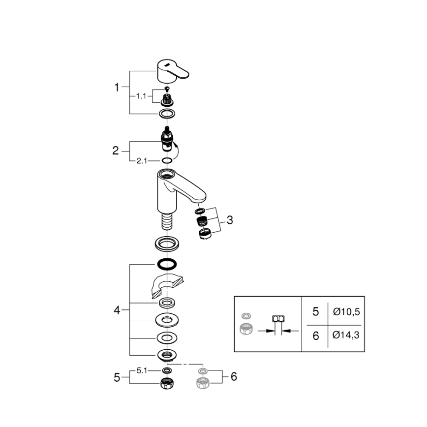 GROHE 23039002 - EUROSTYLE COSMOPOLITAN tvättställsblandare, storlek XS, krom