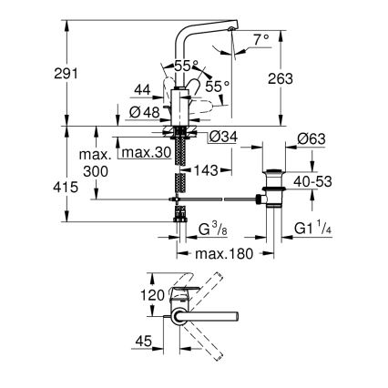 GROHE 23054003 - Tvättställsblandare EURODISC COSMOPOLITAN, storlek L, krom