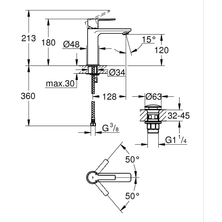 GROHE 23106001 - Tvättställsblandare LINEARE storlek S i blank krom