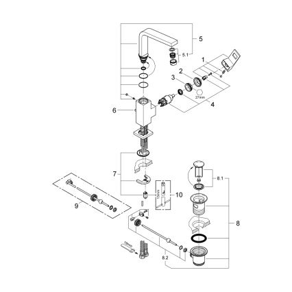GROHE 2313500E - Tvättställsblandare EUROCUBE, storlek L, blank krom