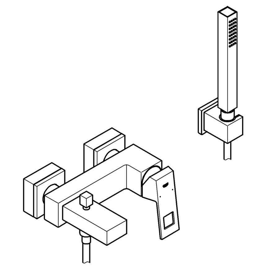 GROHE 23141000 - Badkarsset med EUROCUBE-blandare DN 15 i blank krom