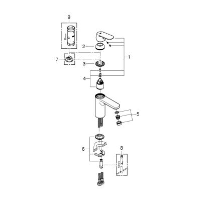 GROHE 23327000 - Tvättställsblandare EUROSMART COSMOPOLITAN DN 15, storlek M, krom