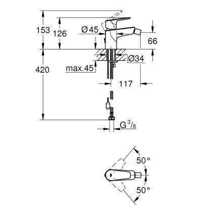 GROHE 23332001 - BAUEDGE bidettblandare, storlek S, polerad krom