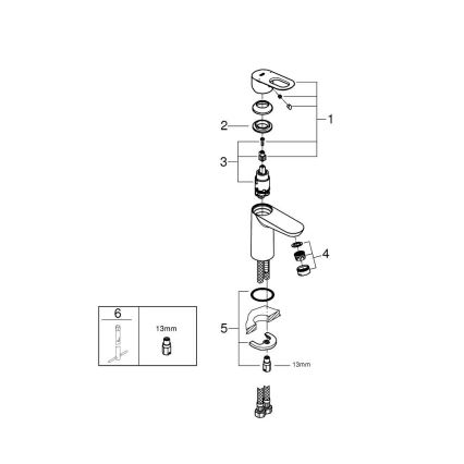 GROHE 23337000 - Tvättställsblandare BAULOOP DN 15 blank krom