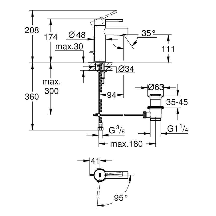 GROHE 23379001 - Tvättställsblandare ESSENCE polerad krom