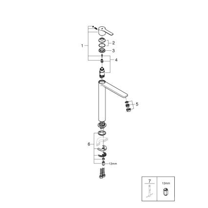 GROHE 23405AL1 – LINEARE tvättställsblandare, XL, grafit