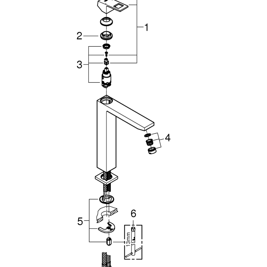 GROHE 23406AL0 - Tvättställsblandare EUROCUBE storlek XL grafit