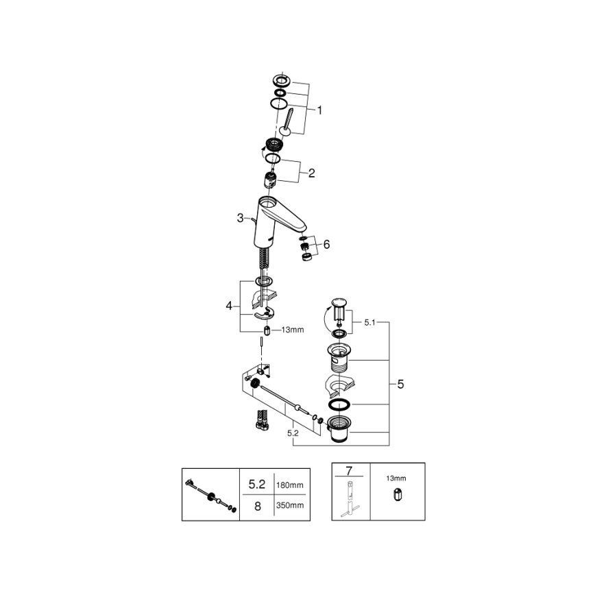 GROHE 23427000 - Tvättställsblandare EURODISC JOY DN 15 storlek M polerad krom