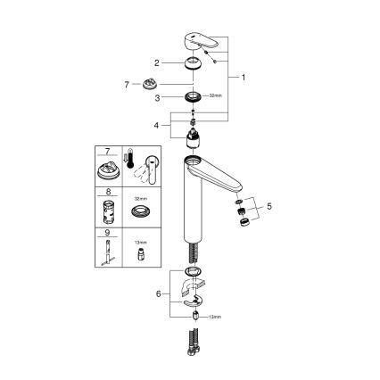 GROHE 23432000 - Tvättställsblandare EURODISC COSMOPOLITAN storlek XL krom