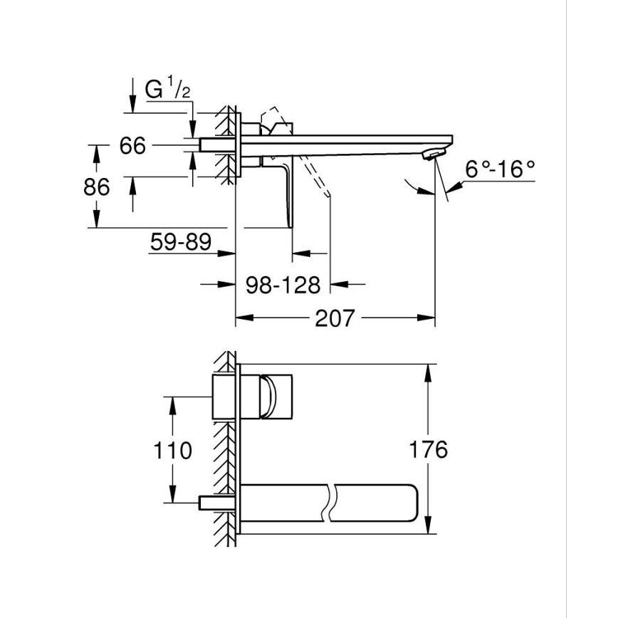 GROHE 23444001 - Tvåhåls tvättställsblandare LINEARE 207 mm i polerad krom