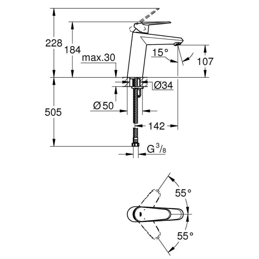 GROHE 23449002 - Tvättställsblandare EURODISC COSMOPOLITAN storlek M krom