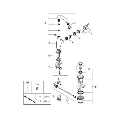 GROHE 23462001 - Tvättställsblandare ESSENCE DN 15, storlek M, blank krom