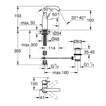 GROHE 23462AL1 - Tvättställsblandare ESSENCE, storlek M, grafit