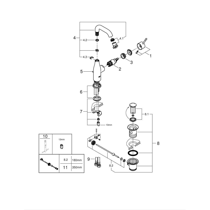 GROHE 23462DC1 - ESSENCE tvättställsblandare, storlek M, rostfritt stål