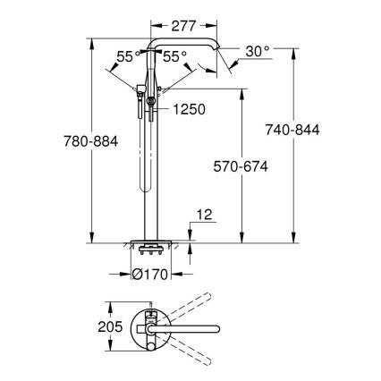 GROHE 23491AL1 - ESSENCE badkarsblandare 277 mm grafit