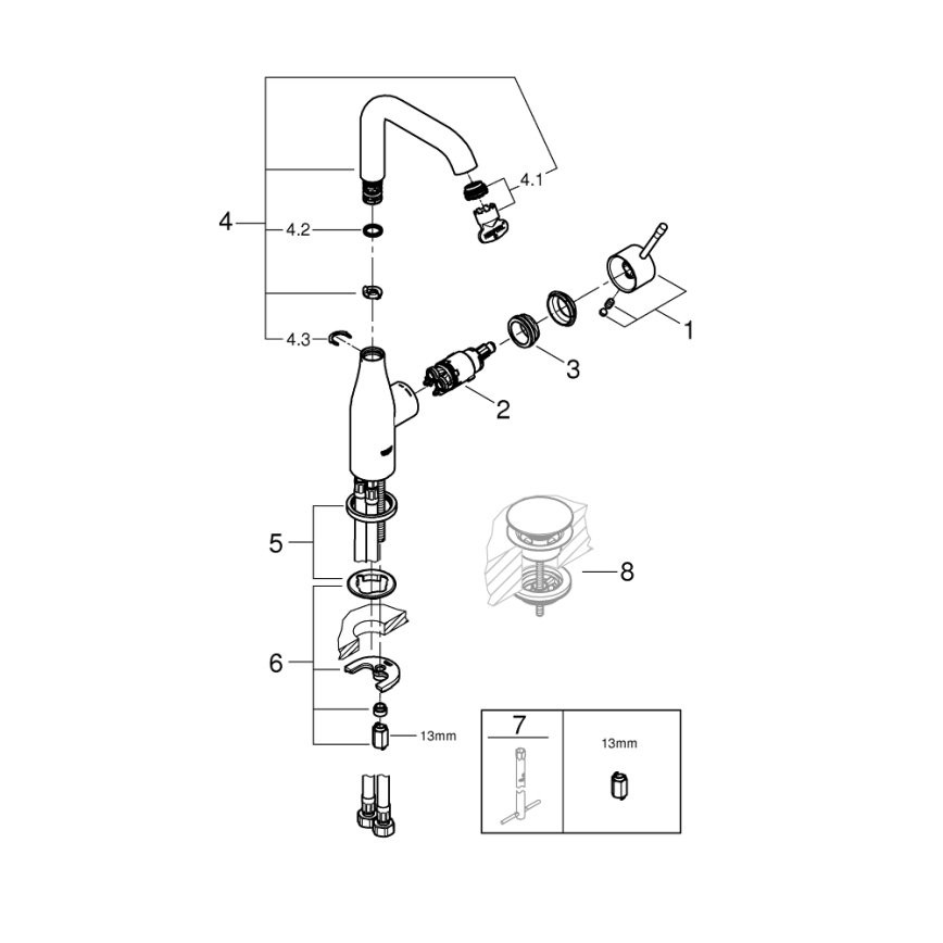 GROHE 23541001 - Tvättställsblandare ESSENCE DN 15, blank krom