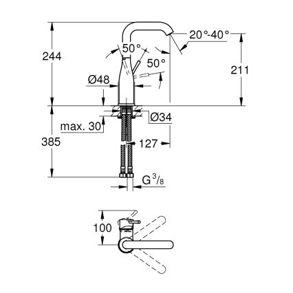 GROHE 23541001 - Tvättställsblandare ESSENCE DN 15, blank krom