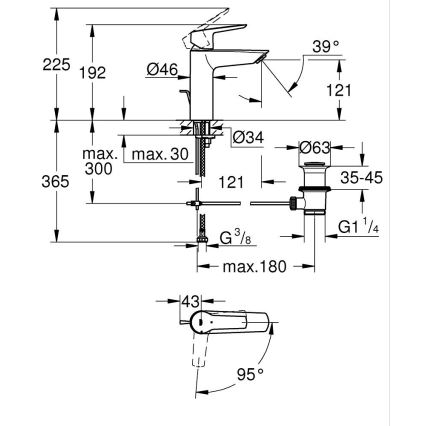 GROHE 235522432 - Tvättställsblandare START 192 mm svart