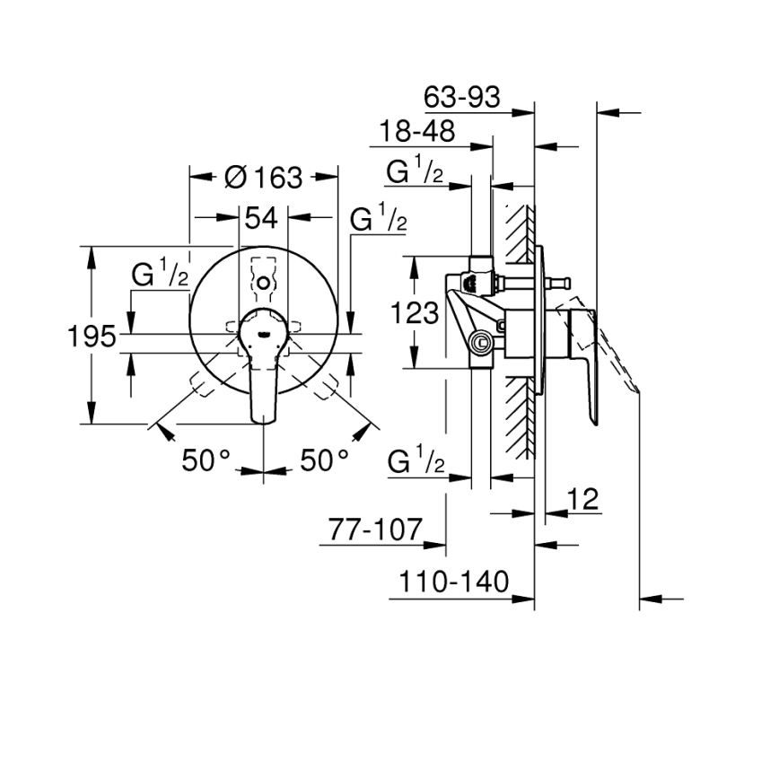 GROHE 23558002 - START badkarsblandare, polerad krom