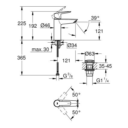 GROHE 235752432 - Tvättställsblandare START 192 mm svart