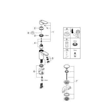 GROHE 23586LS0 - Tvättställsblandare GET storlek S vit