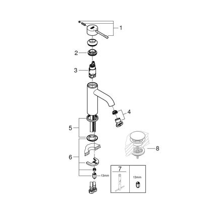 GROHE 23590001 - Tvättställsblandare ESSENCE, storlek S, blank krom
