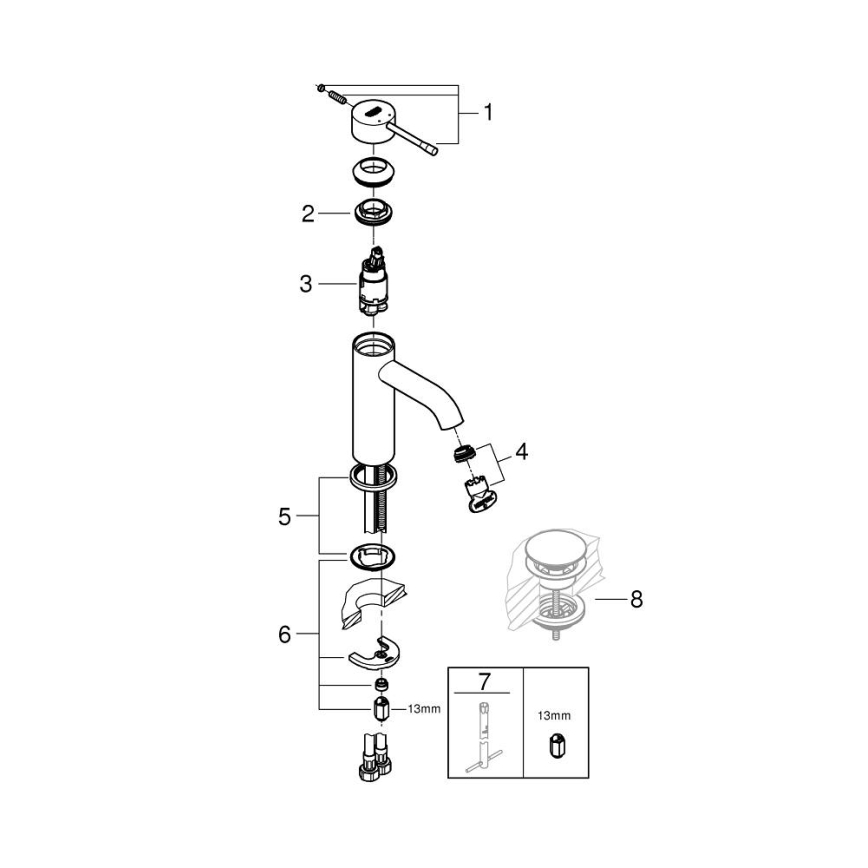 GROHE 23590DL1 - Tvättställsblandare ESSENCE, storlek S, brons