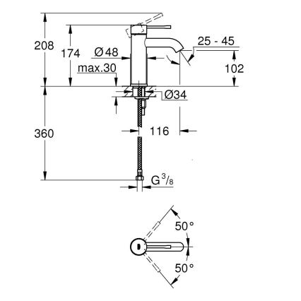 GROHE 23590DL1 - Tvättställsblandare ESSENCE, storlek S, brons