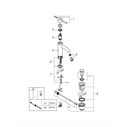 GROHE 23591001 - Tvättställsblandare ESSENCE, storlek S, blank krom