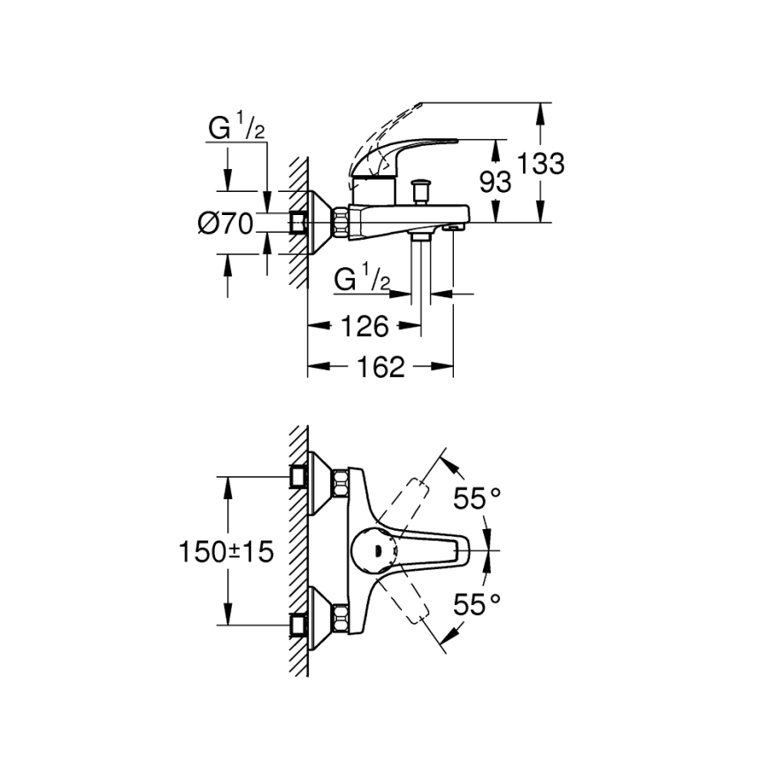 GROHE 23599000 - Badkarsblandare EUROSMART DN 15 polerad krom