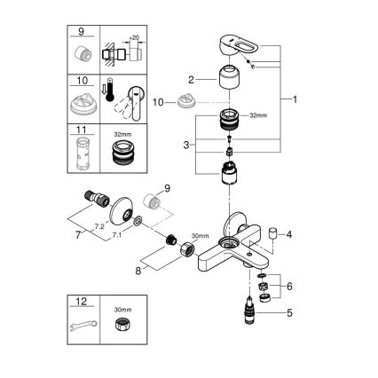 GROHE 23603000 - BAULOOP badkarsblandare DN 15, blank krom