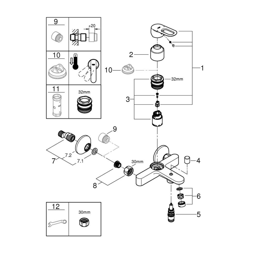 GROHE 23603000 - BAULOOP badkarsblandare DN 15, blank krom