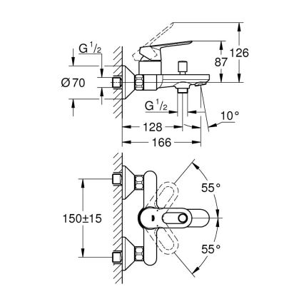 GROHE 23603000 - BAULOOP badkarsblandare DN 15, blank krom