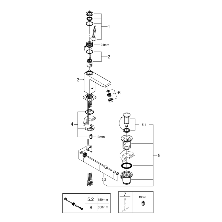 GROHE 23657000 - Tvättställsblandare EUROCUBE JOY storlek M blank krom