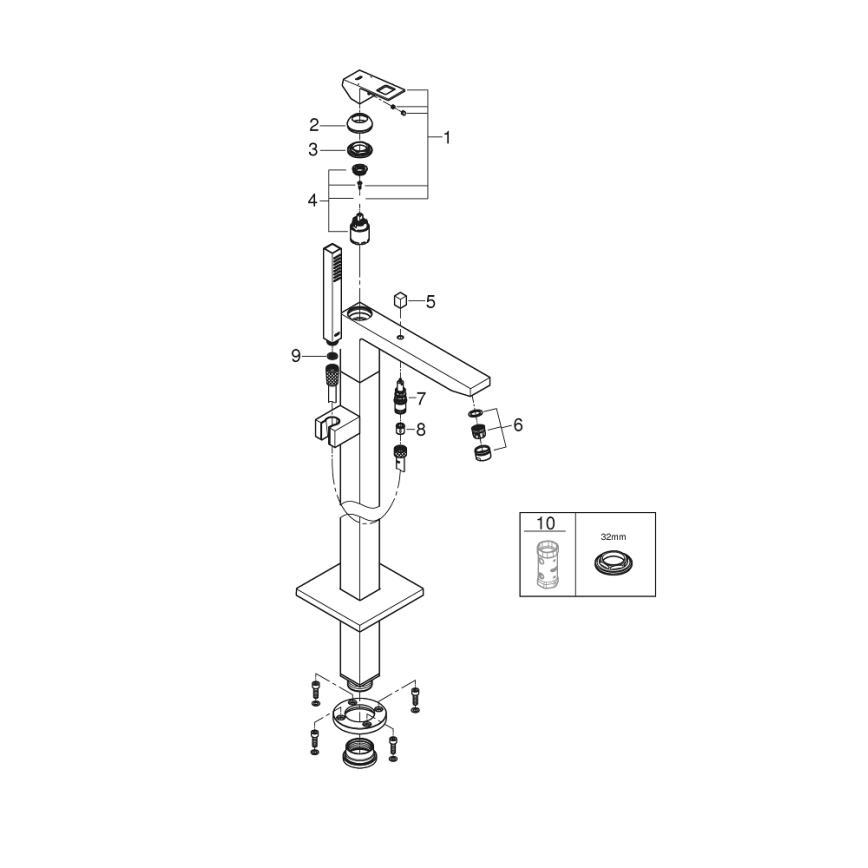 GROHE 23672001 - Badkarsblandare EUROCUBE 298 mm polerad krom