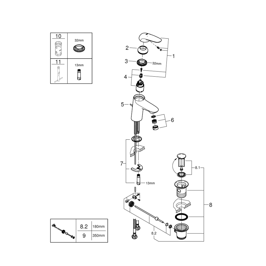 GROHE 23707003 - Tvättställsblandare EUROSTYLE 163 mm polerad krom