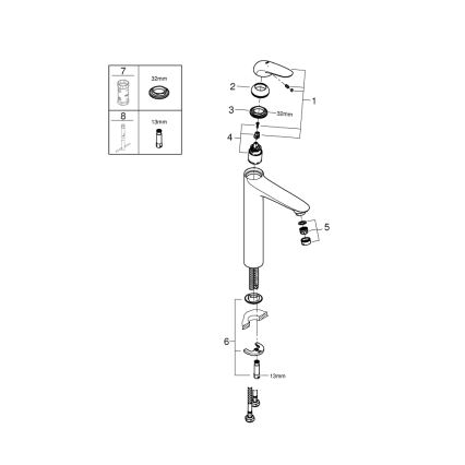 GROHE 23719003 - Tvättställsblandare EUROSTYLE XL, polerad krom