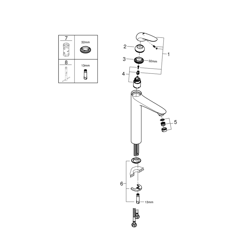 GROHE 23719003 - Tvättställsblandare EUROSTYLE XL, polerad krom