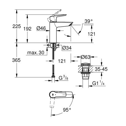 GROHE 23746002 - Tvättställsblandare START storlek M blank krom