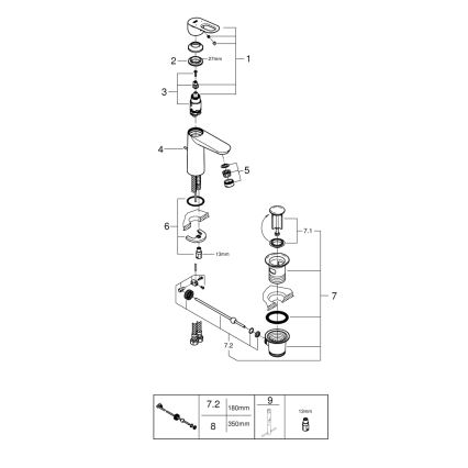 GROHE 23762000 - Tvättställsblandare BAULOOP DN 15, blank krom