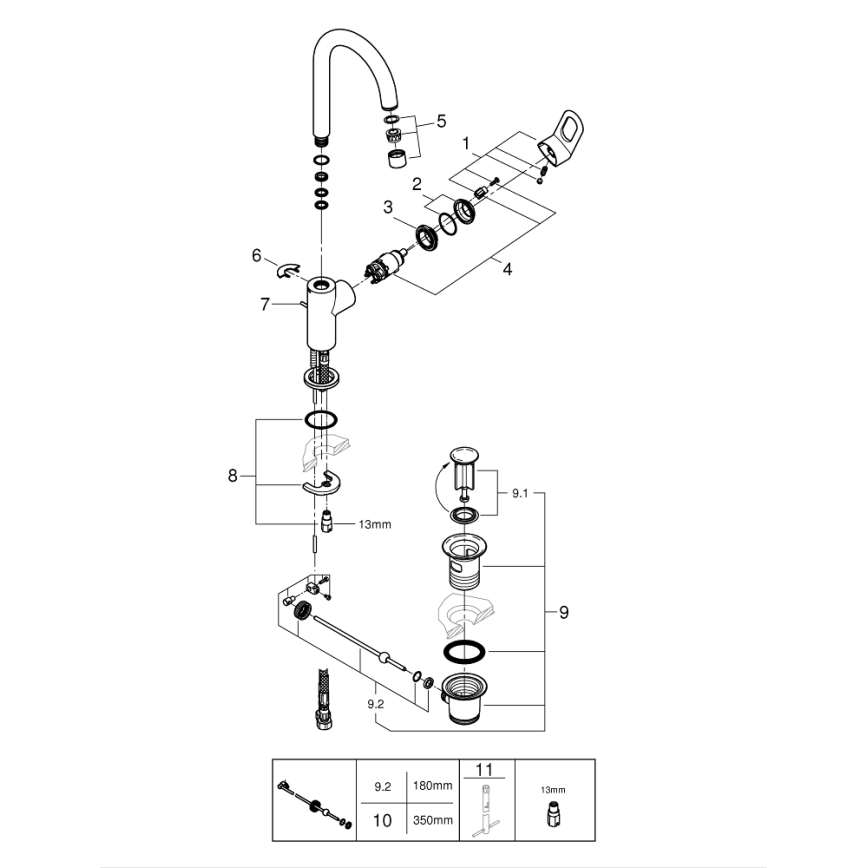 GROHE 23763000 - Tvättställsblandare BAULOOP storlek L polerad krom