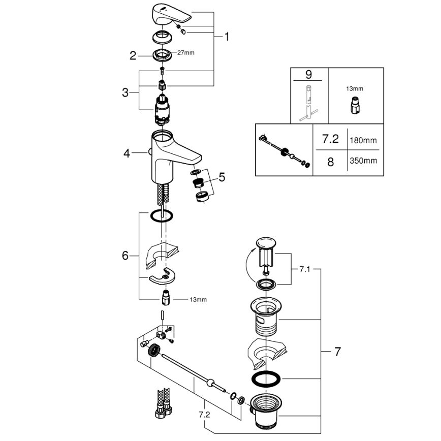 GROHE 23769000 - Tvättställsblandare START FLOW i blank krom