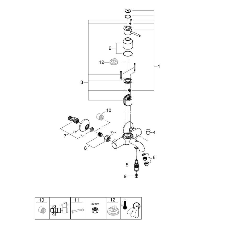 GROHE 23787000 - Badkarsblandare START CLASSIC DN 15, blank krom
